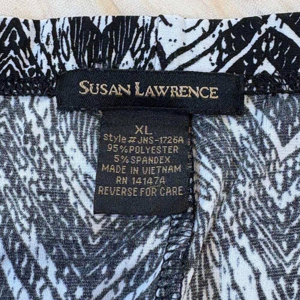 Susan Lawrence Womens Black White Print Maxi Skirt Stretch Waist - Size XL - Picture 2 of 6